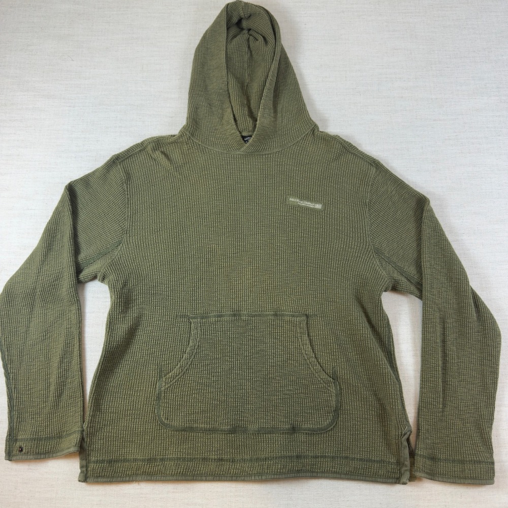 Ralph Lauren Polo Jeans Co Olive Green Waffle Knit Thermal Hoodie Mens Large